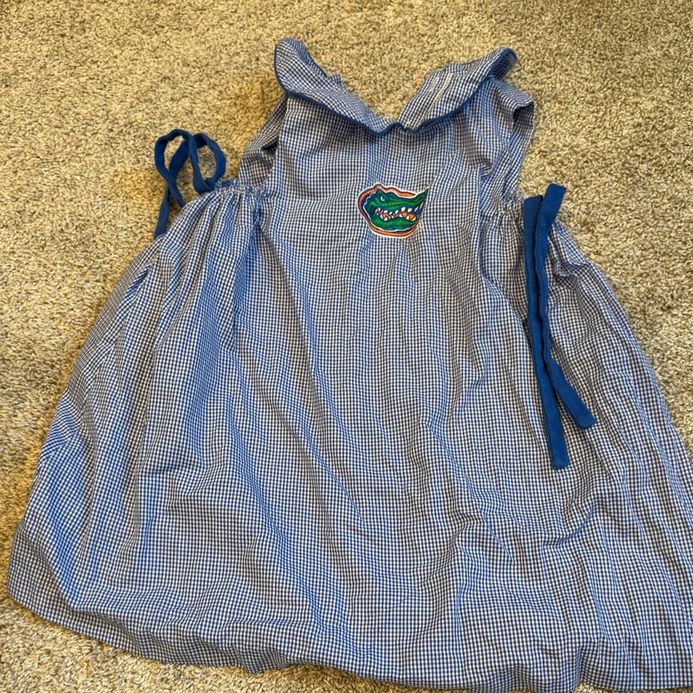 Blue Gingham Dress with Logo